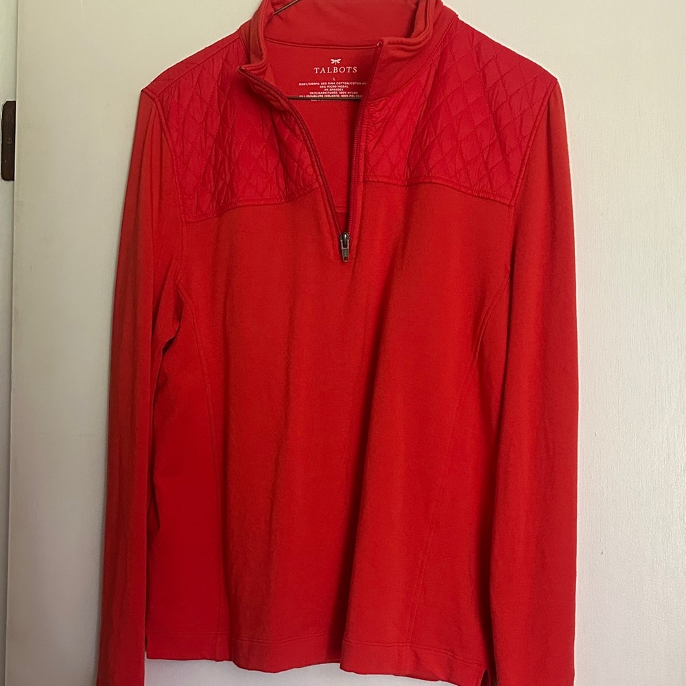 Talbots Vibrant Bright Orange Quilted Pullover